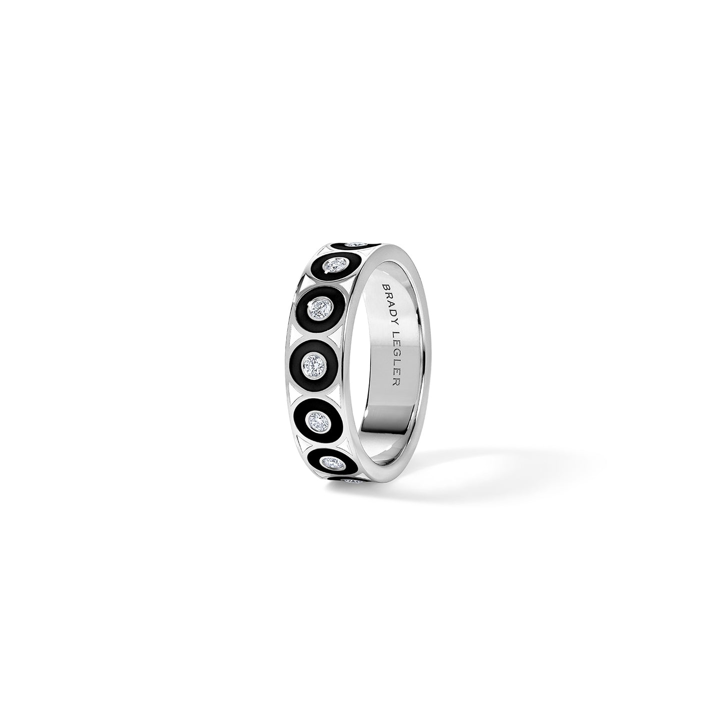 Saturn Black Circle Ring - White Gold