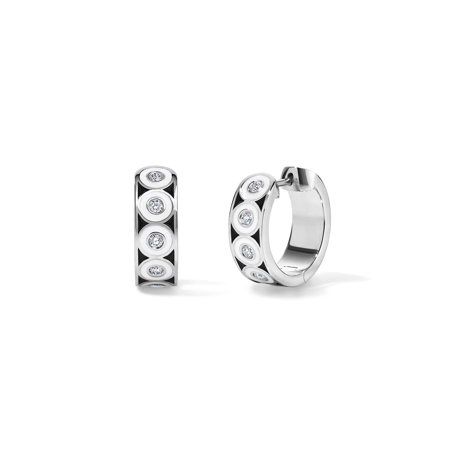 Saturn White Circle Earrings - White Gold