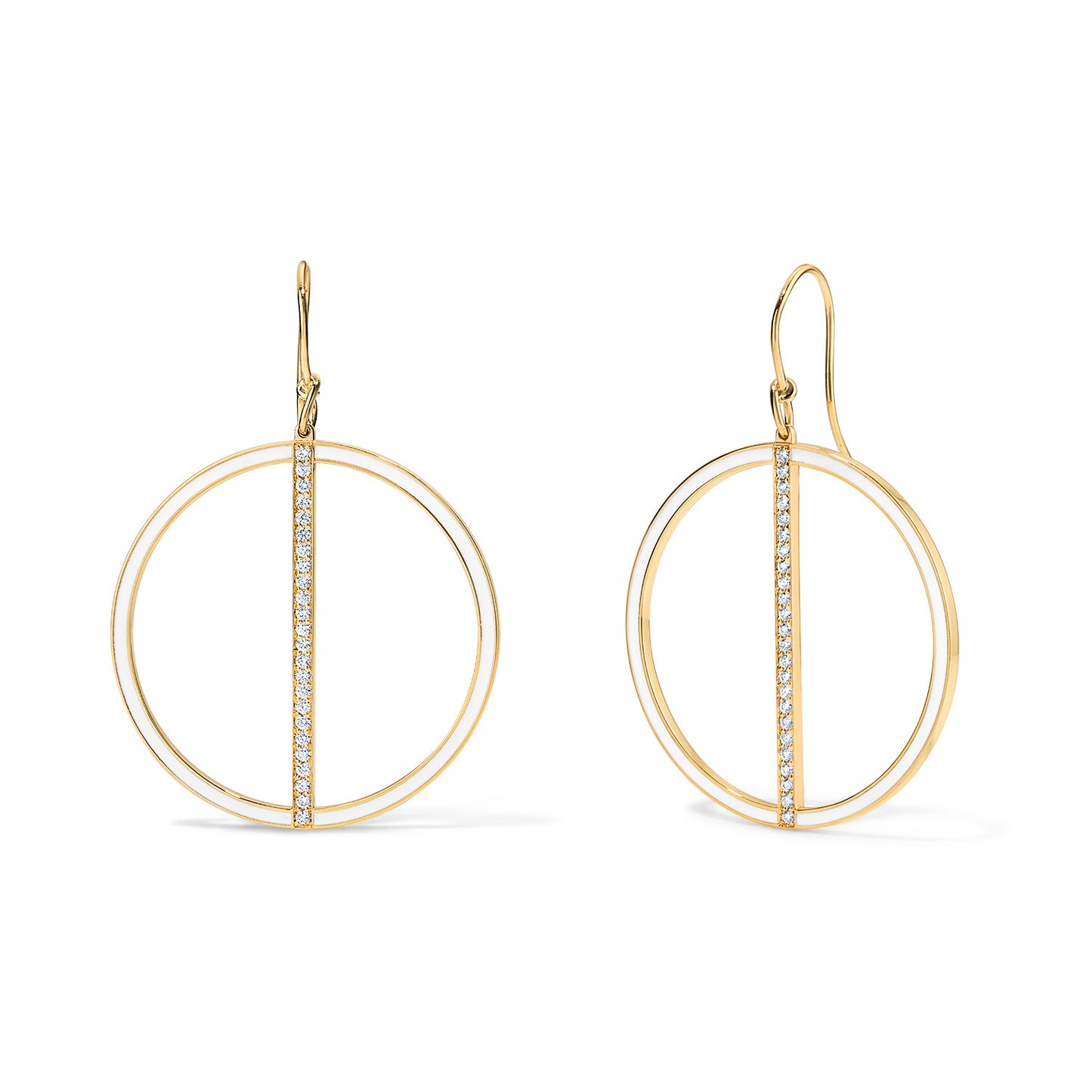 Line Large Hoop Earrings - Yellow Gold