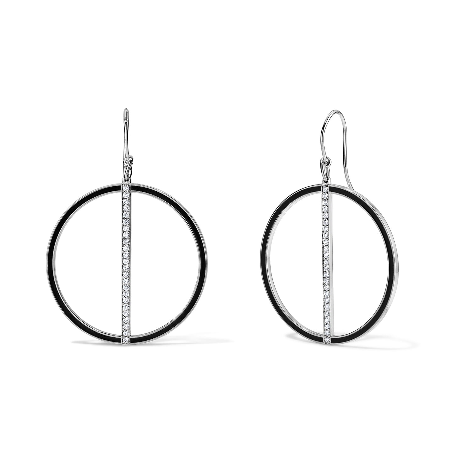 Line Large Hoop Earrings - White Gold