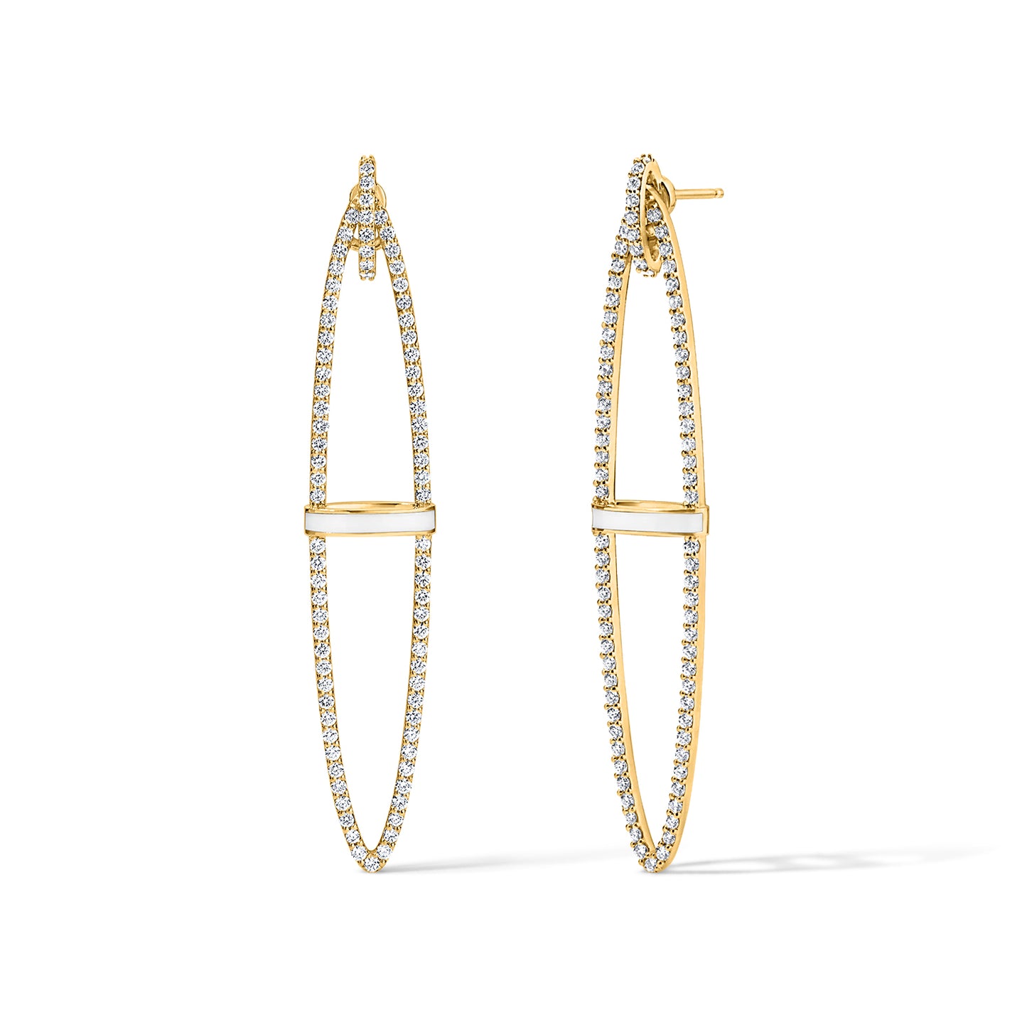 Line Oval Earrings - Yellow Gold