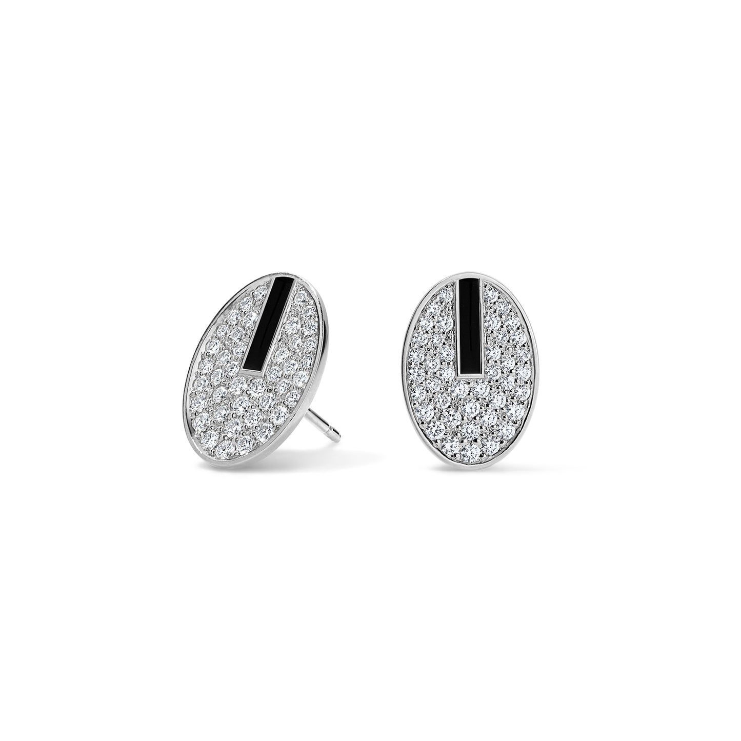 Line Pavé Earrings - White Gold
