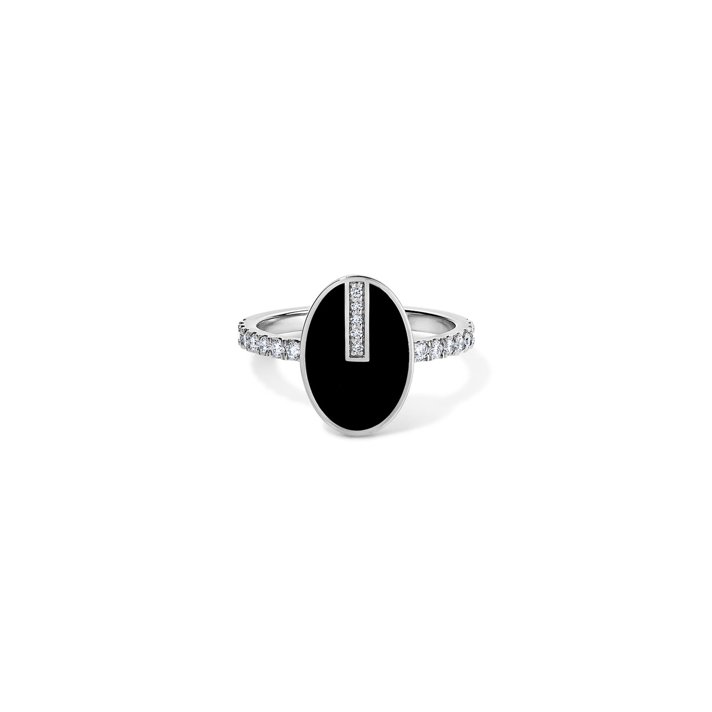 Line Diamond Bar Ring - White Gold 