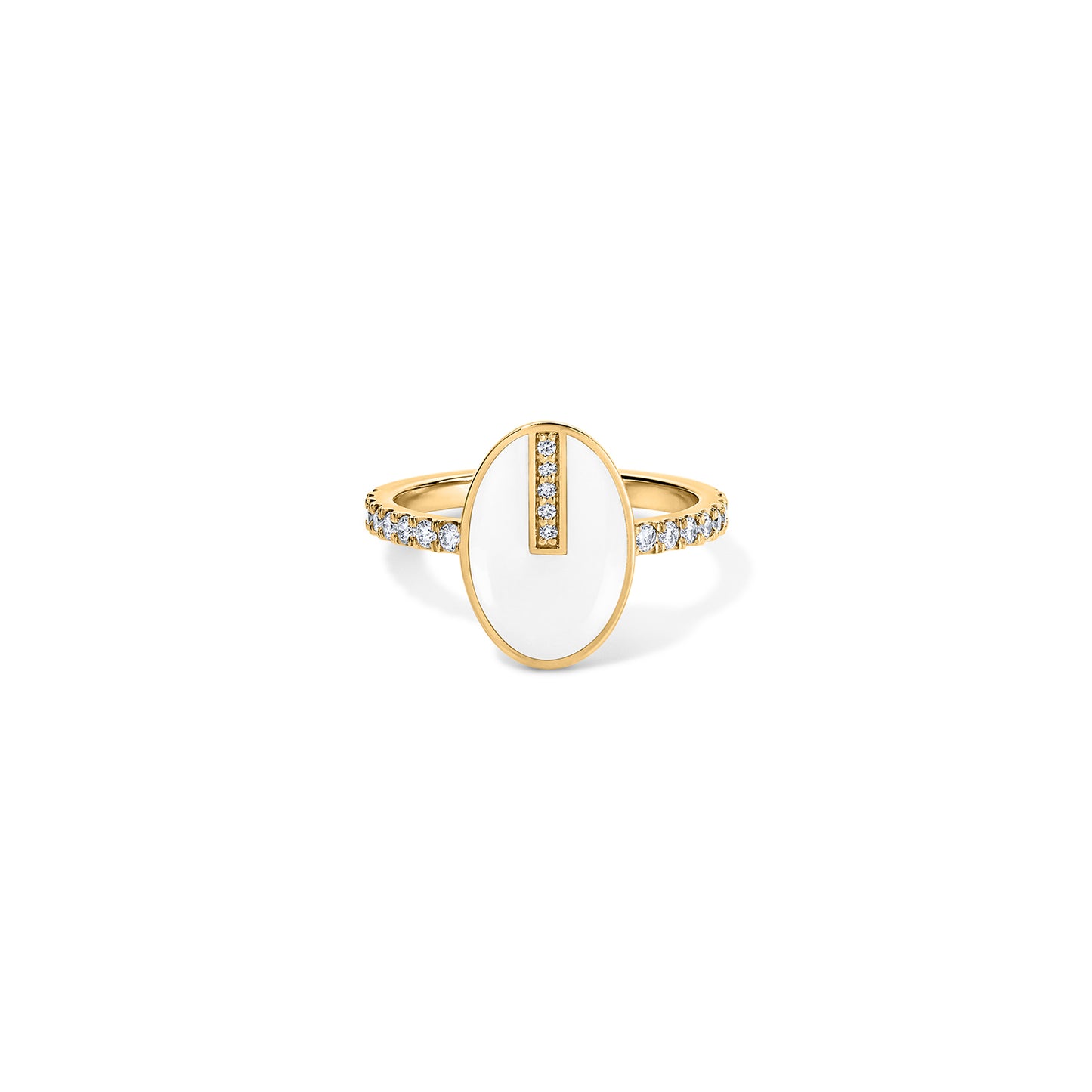 Line Diamond Bar Ring - Yellow Gold 