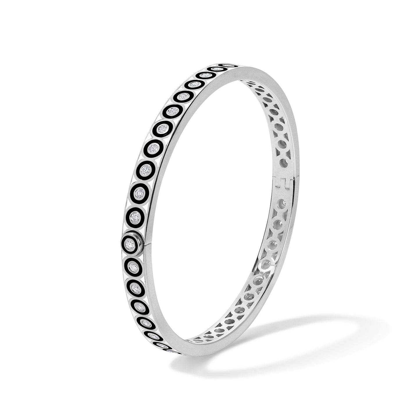 Saturn Black Circle Bracelet - White Gold