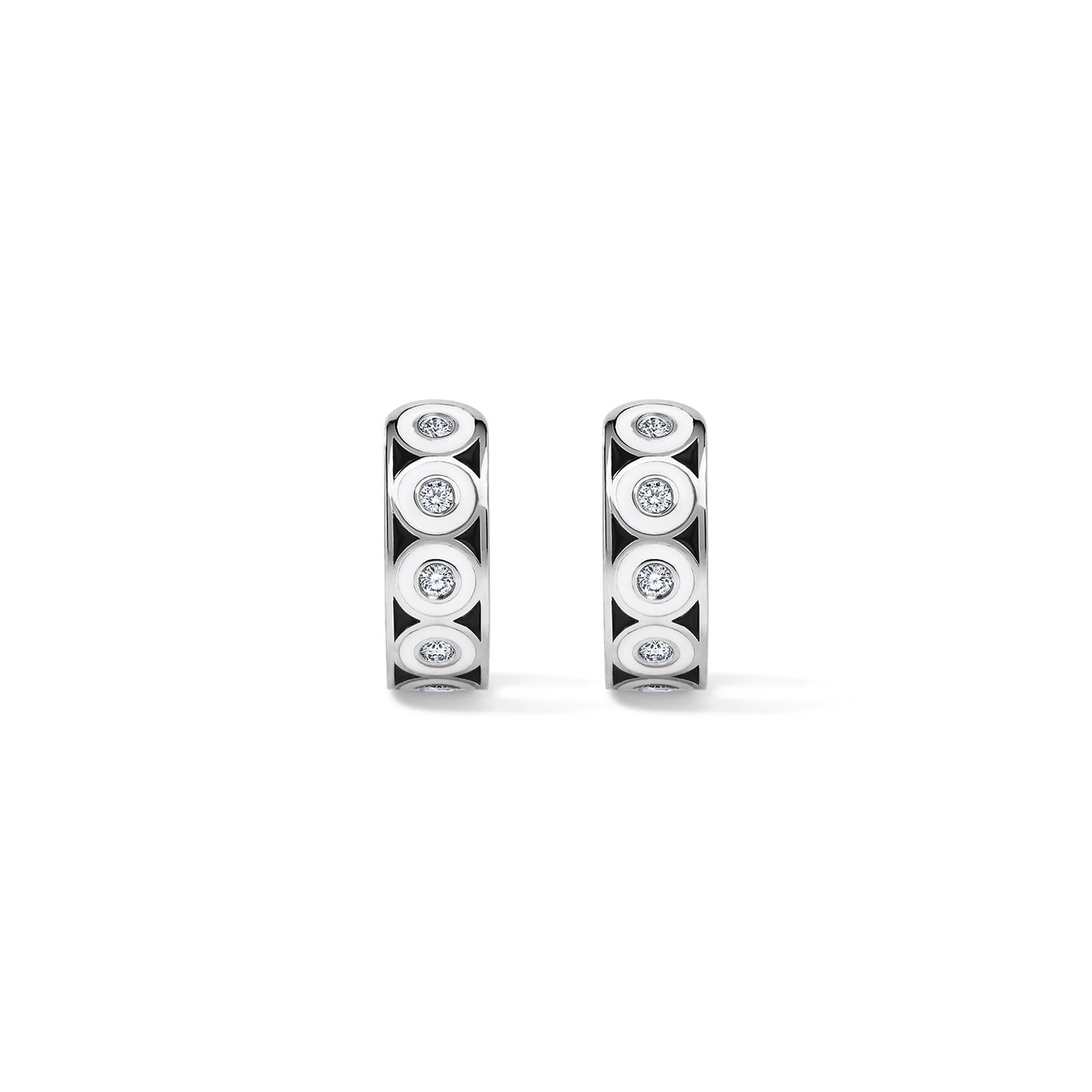 Saturn White Circle Earrings - White Gold