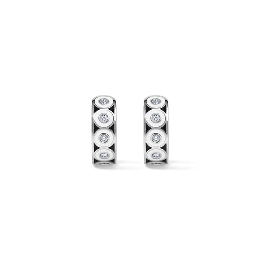 Saturn White Circle Earrings - White Gold
