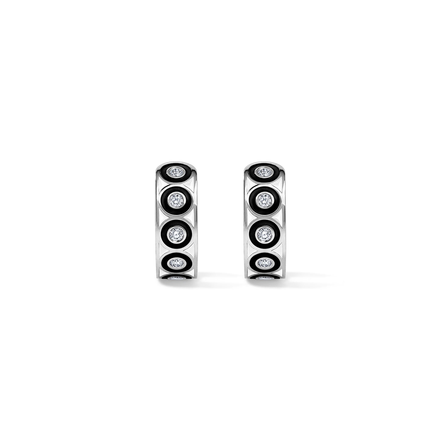 Saturn Black Circle Earrings - White Gold