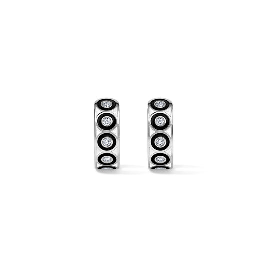 Saturn Black Circle Earrings - White Gold