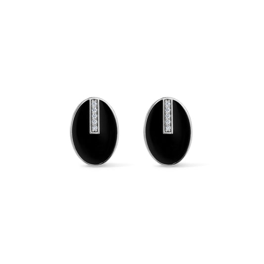 Line Diamond Bar Earrings - White Gold