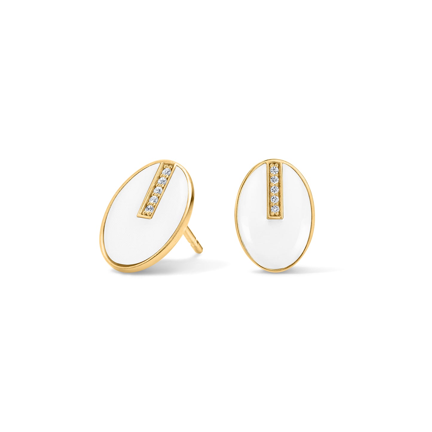Line Diamond Bar Earrings - Yellow Gold