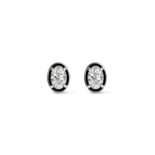 Nova Oval Earrings - White Gold