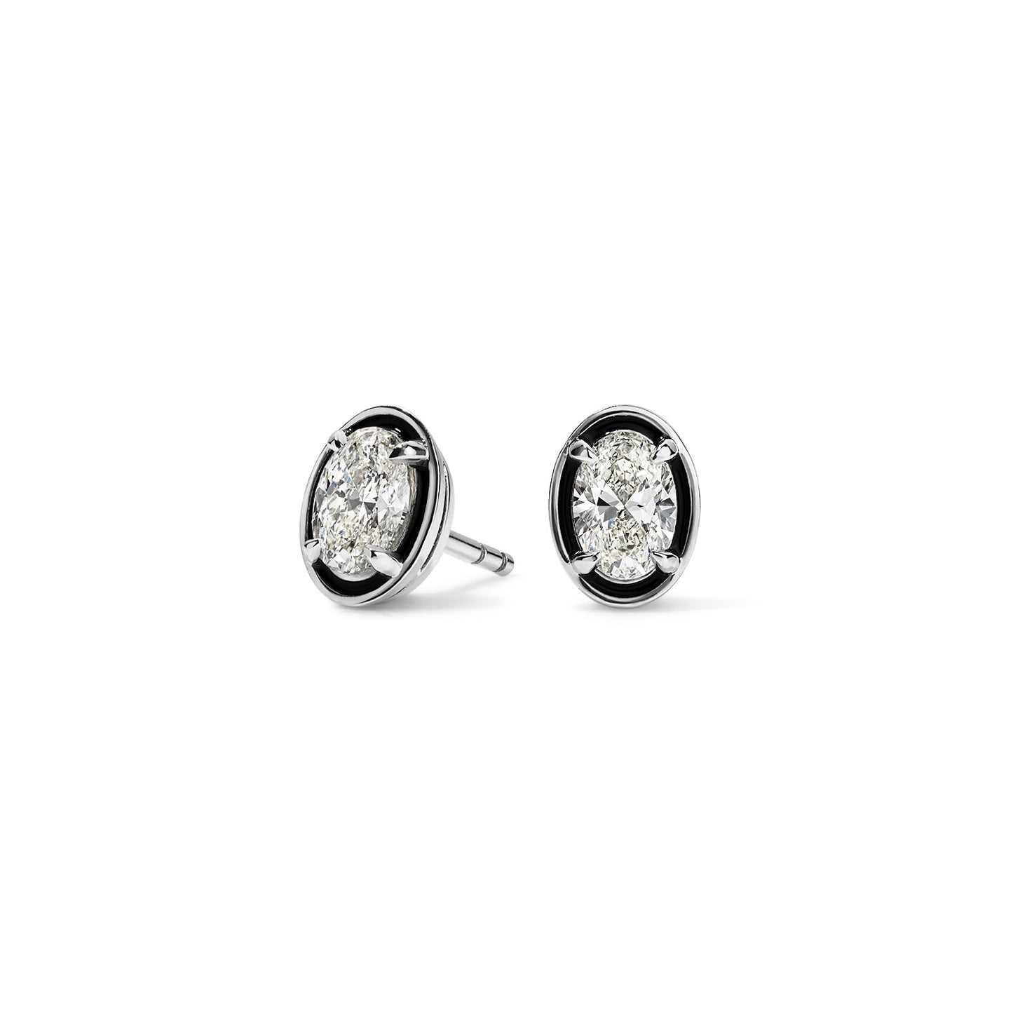 Nova Oval Earrings - White Gold