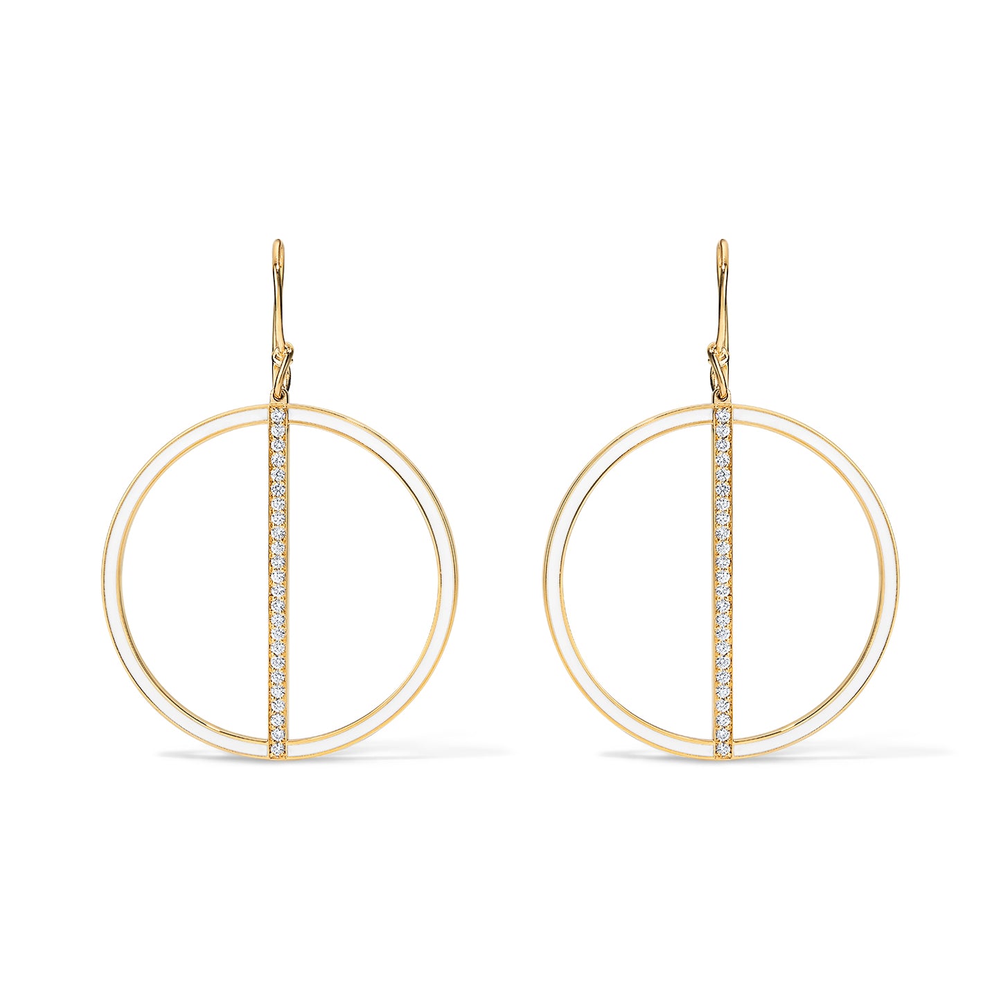 Line Large Hoop Earrings - Yellow Gold