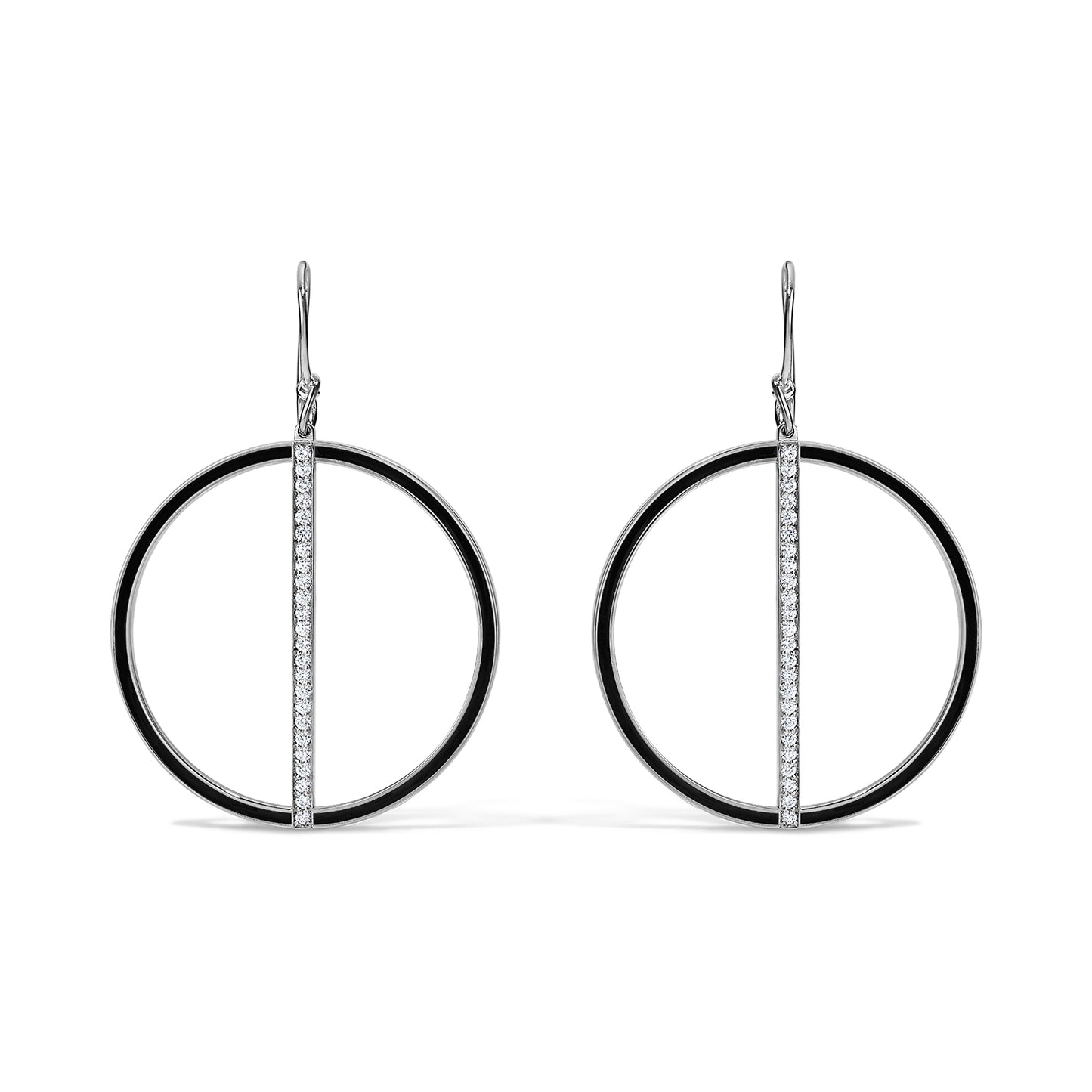 Line Large Hoop Earrings - White Gold