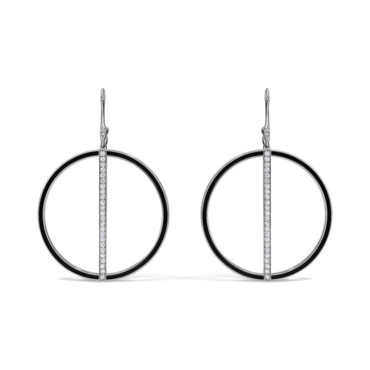 Line Large Hoop Earrings - White Gold