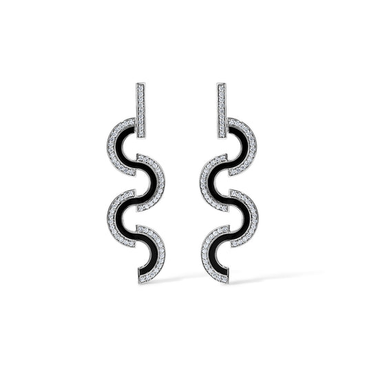 Wave Earrings - White Gold