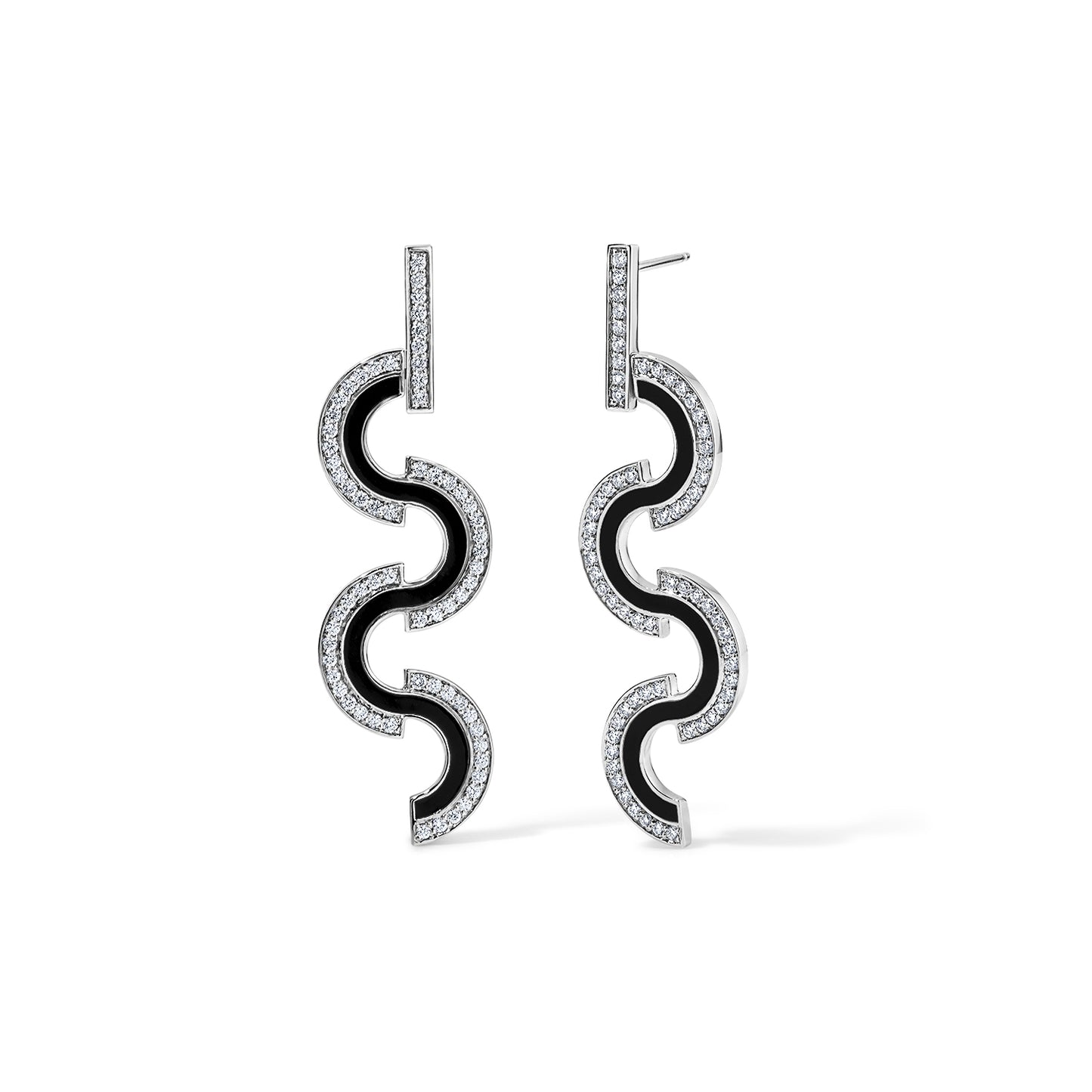 Wave Earrings - White Gold
