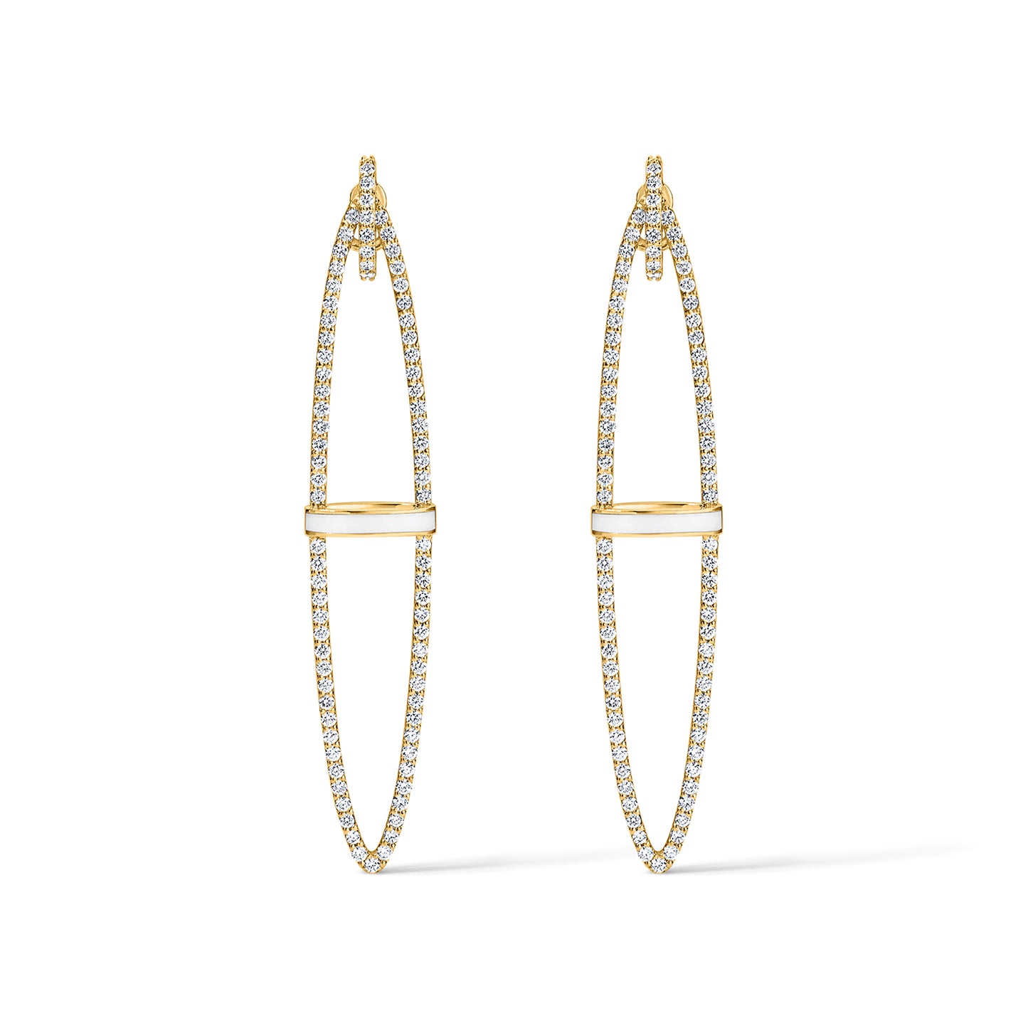 Line Oval Earrings - Yellow Gold