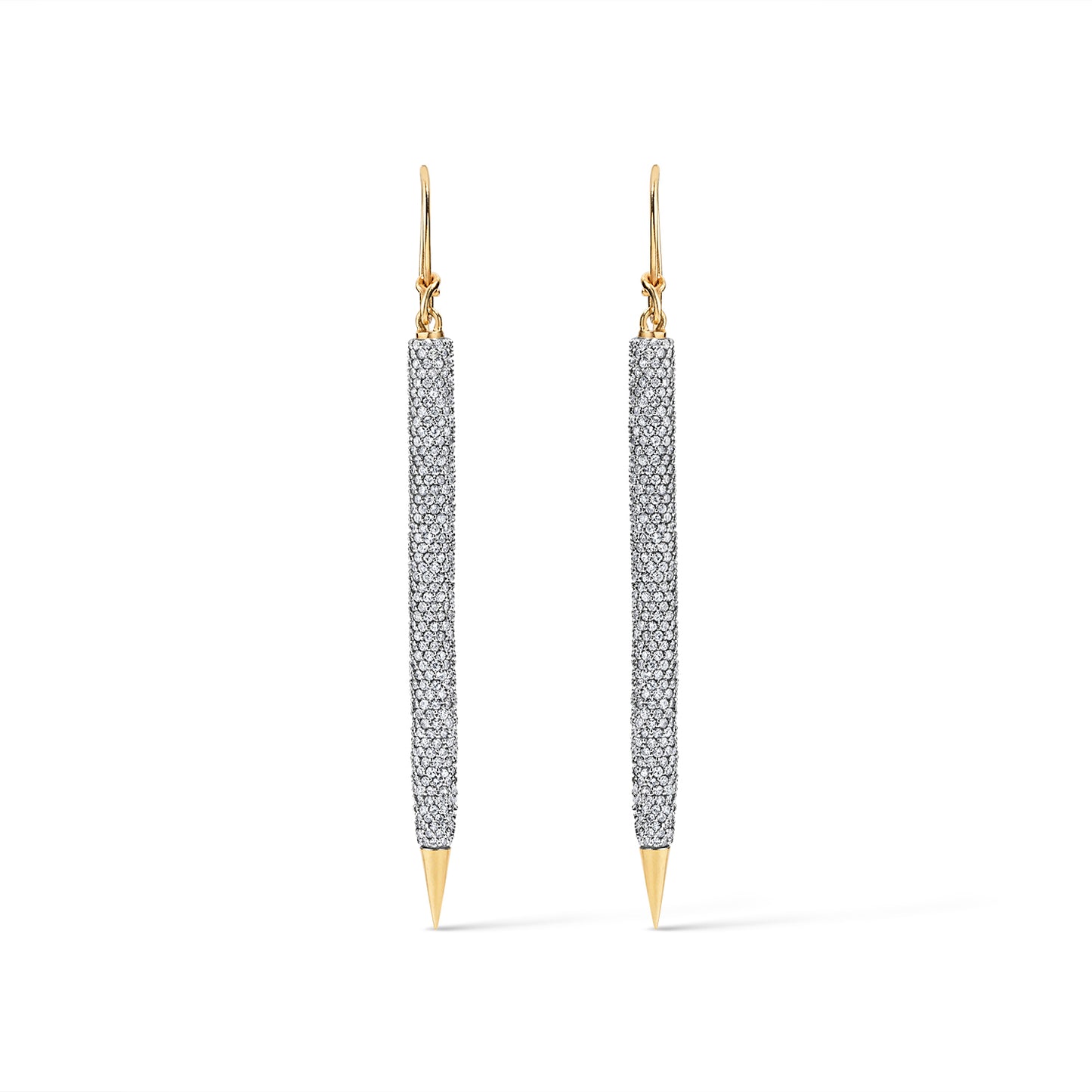 Pencil All Diamond Earrings - Yellow Gold