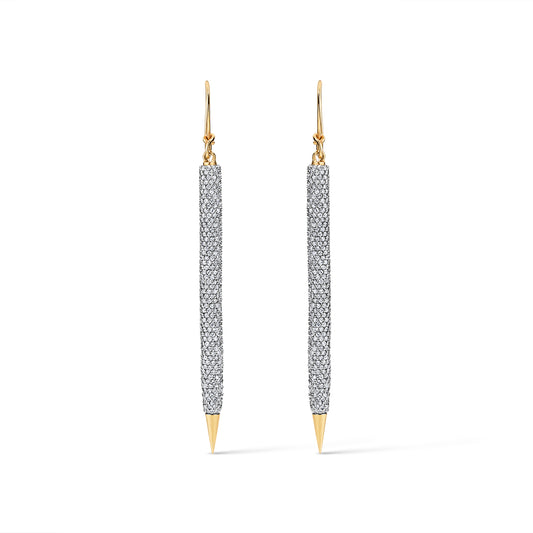 Pencil All Diamond Earrings - Yellow Gold