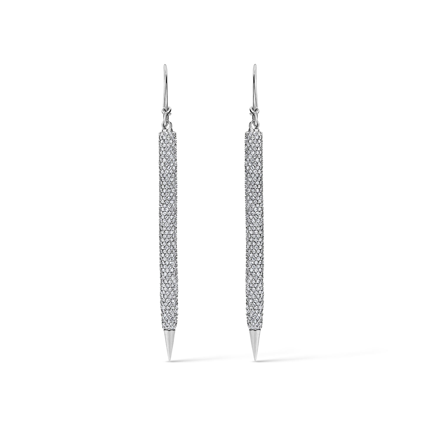 Pencil All Diamond Earrings - White Gold