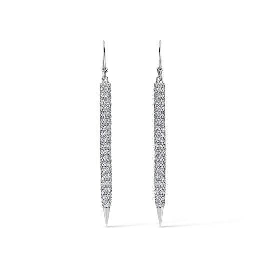 Pencil All Diamond Earrings - White Gold