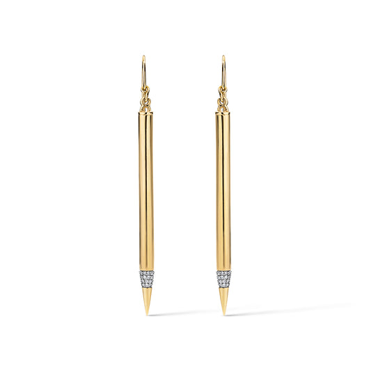 Pencil Diamond Tip Earrings - Yellow Gold