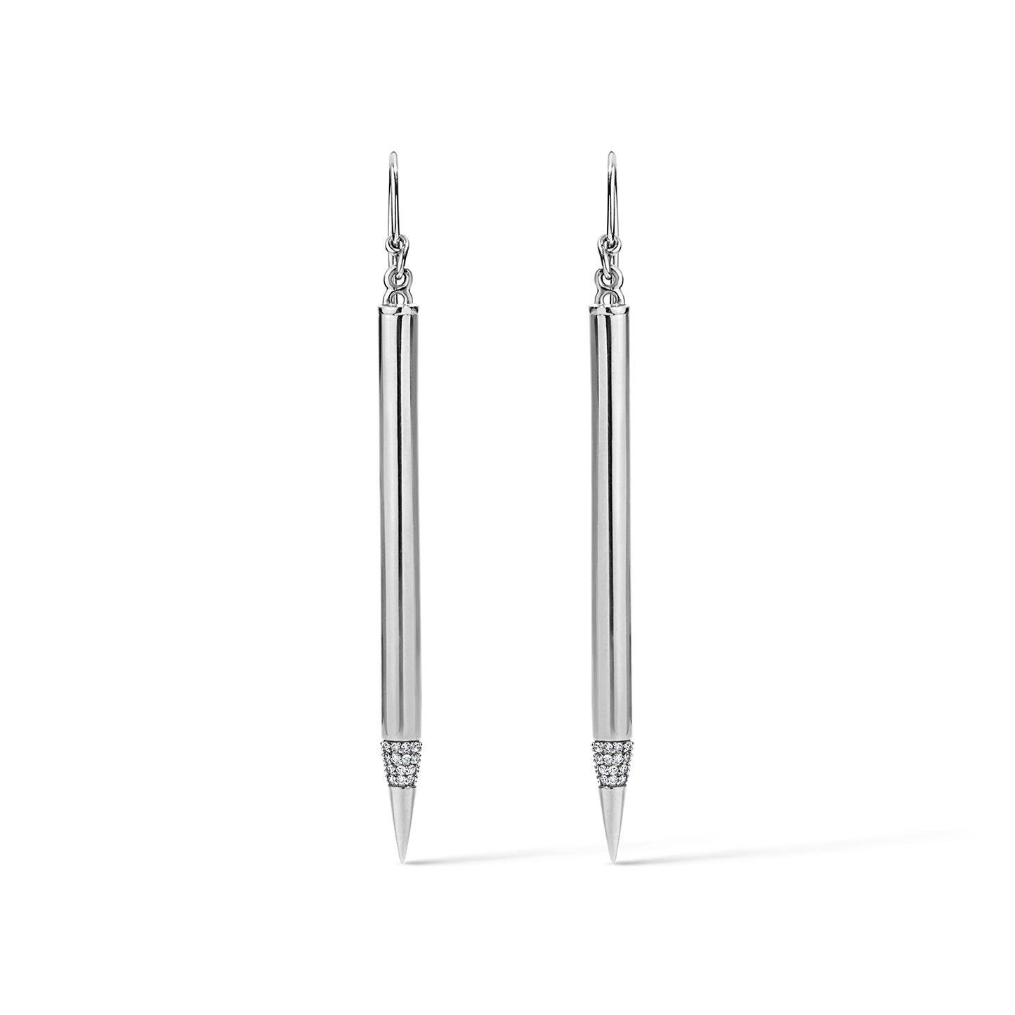 Pencil Diamond Tip Earrings - White Gold