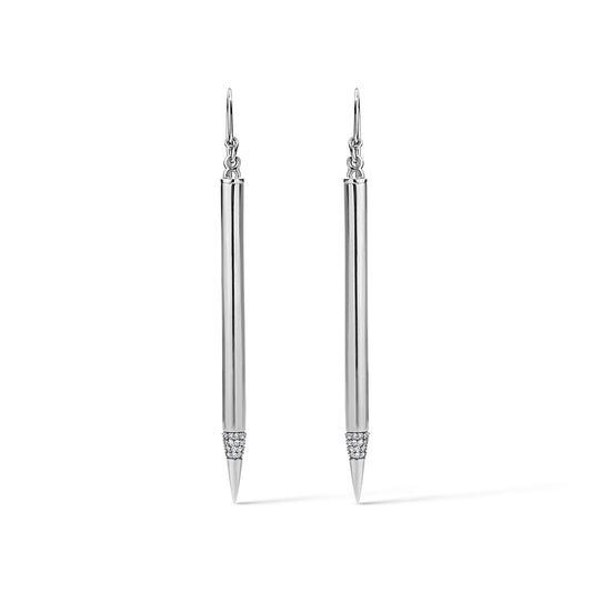 Pencil Diamond Tip Earrings - White Gold