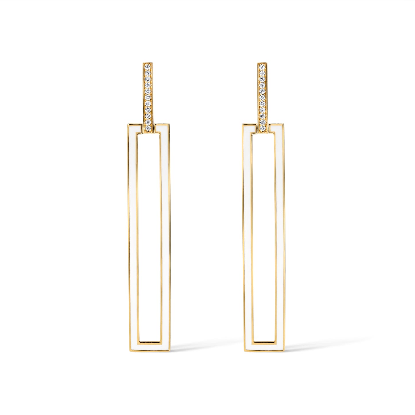 Subway Rectangle Earrings - Yellow Gold