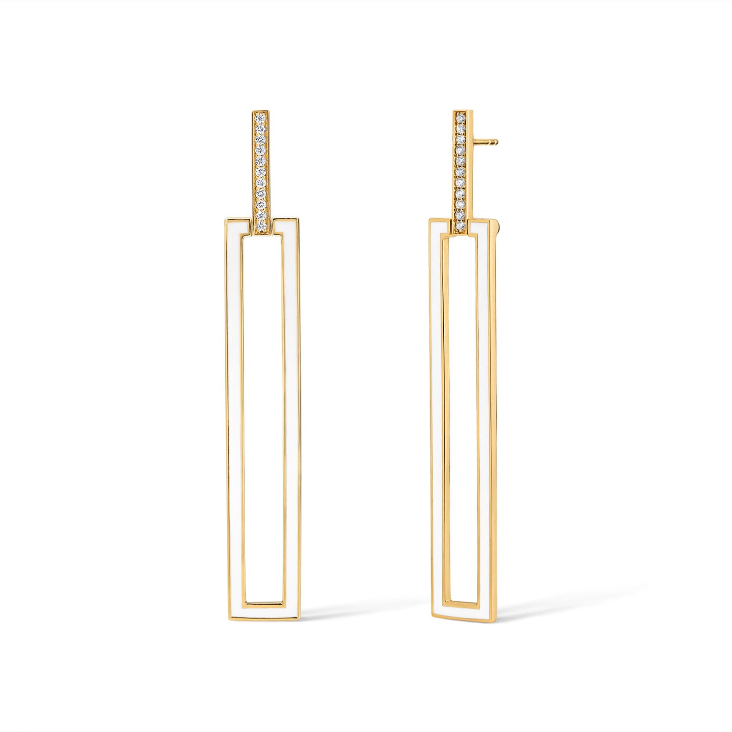 Subway Rectangle Earrings - Yellow Gold