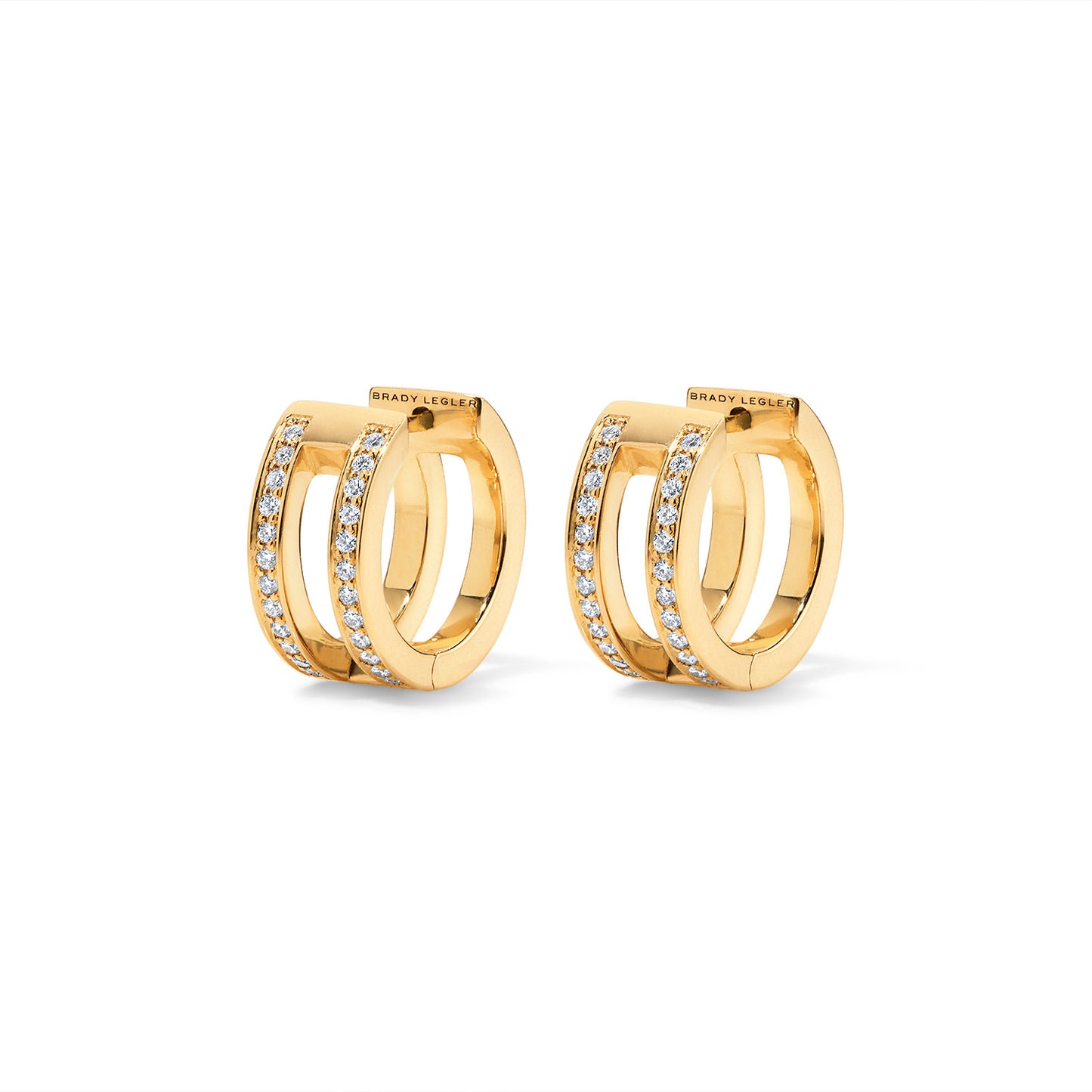 Subway Double Huggie Earrings - Yellow Gold
