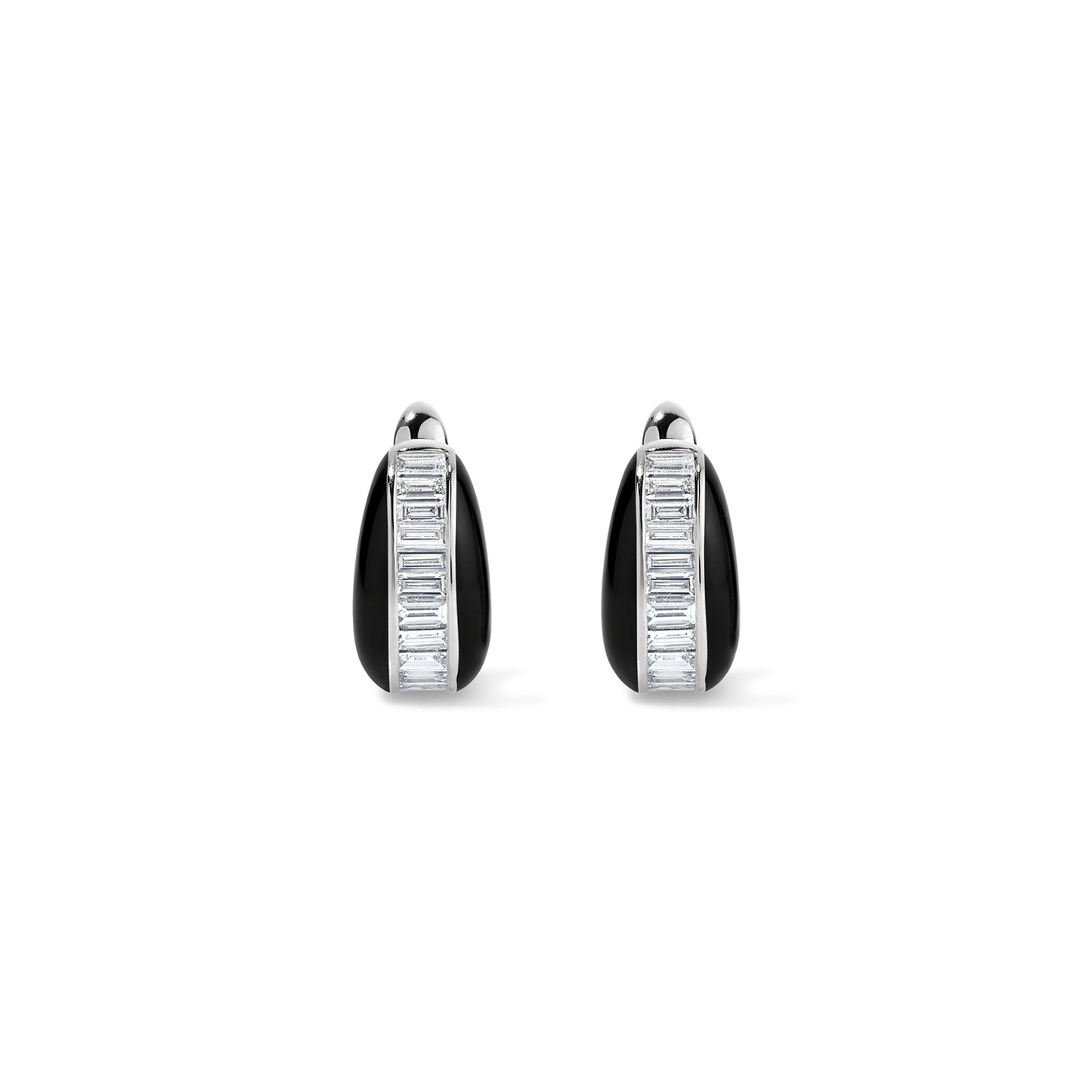 Subway Baguette Earrings - White Gold