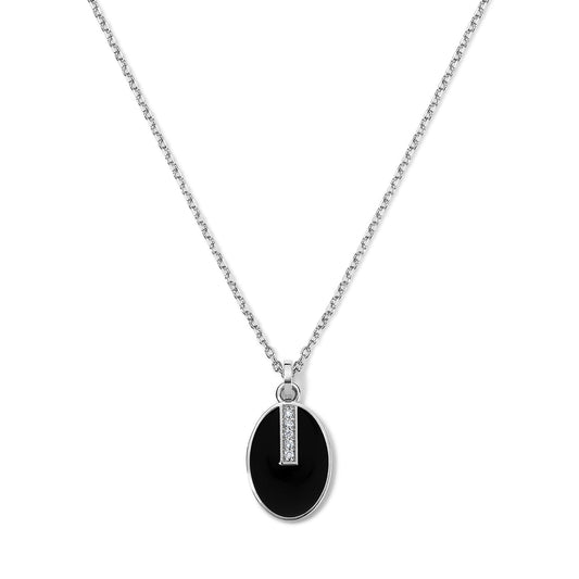 Line Diamond Bar Pendant - White Gold
