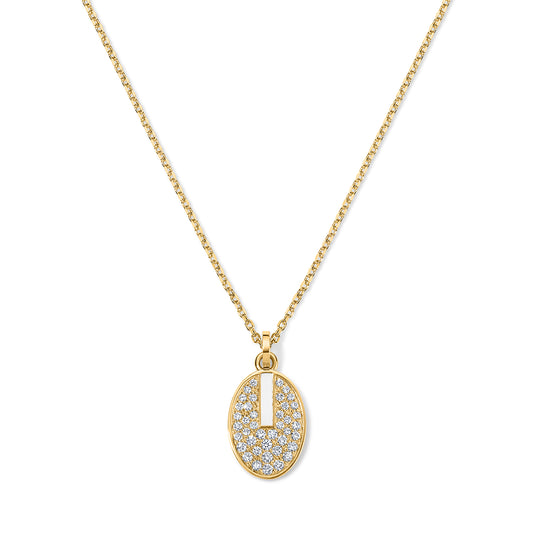 Line Pavé Pendant - Yellow Gold