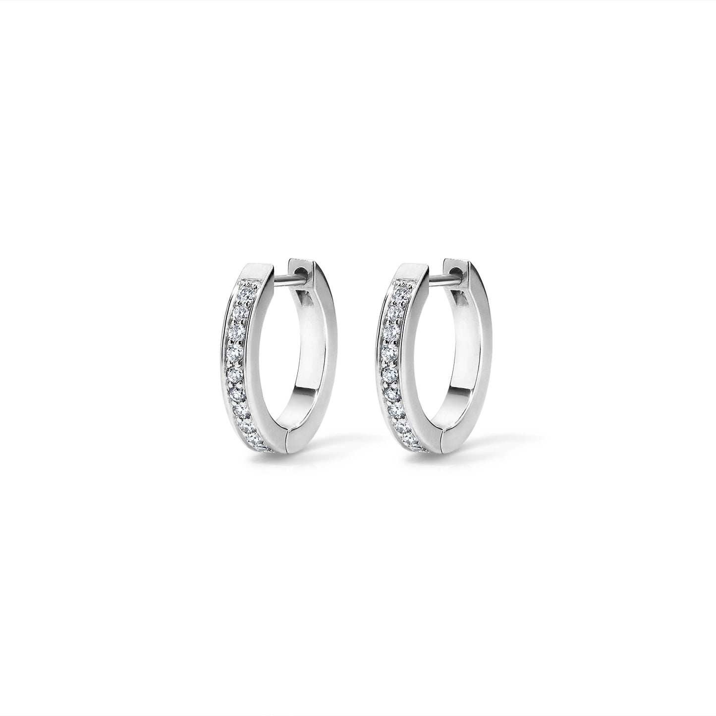 Subway Huggie Earrings - White Gold