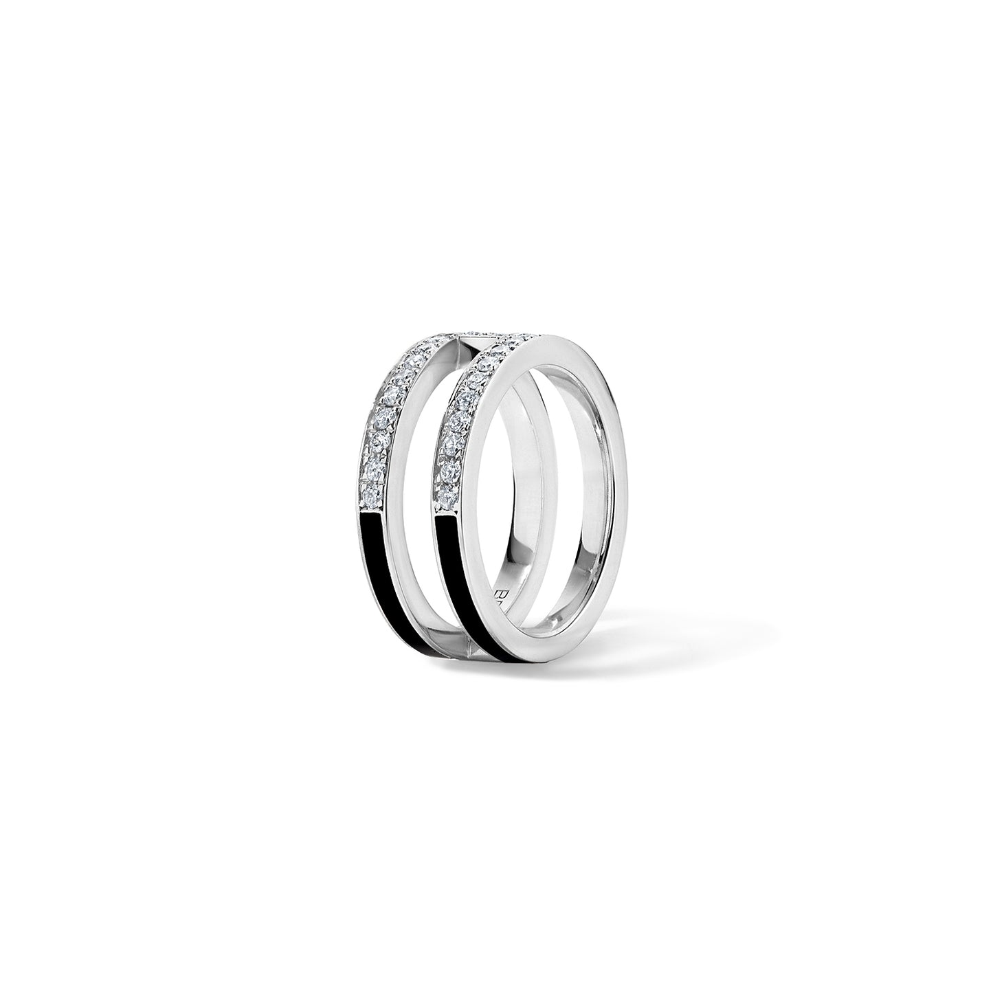 Subway Double Band Ring - White Gold