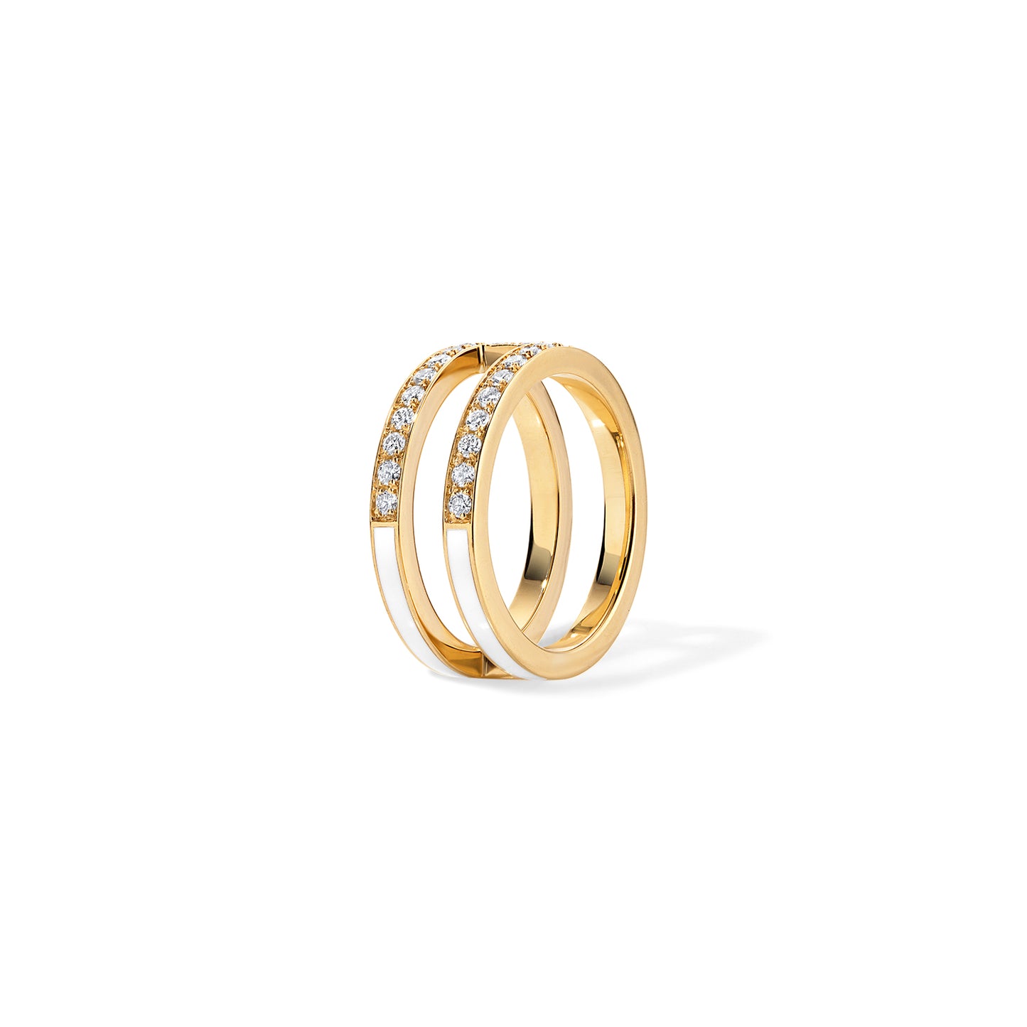 Subway Double Band Ring - Yellow Gold