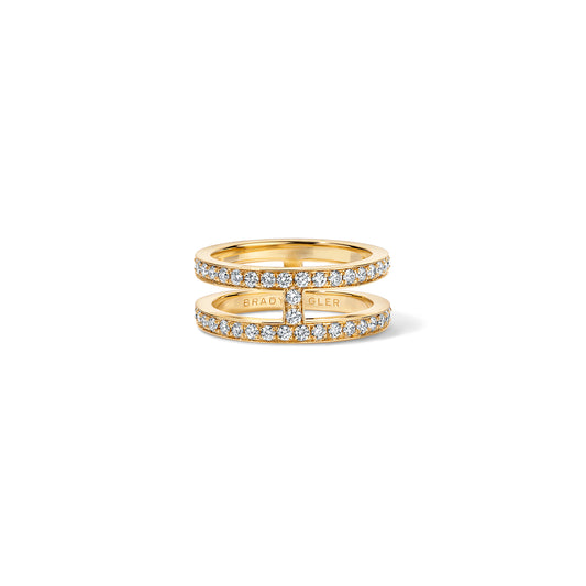 Subway Double Band Ring - Yellow Gold