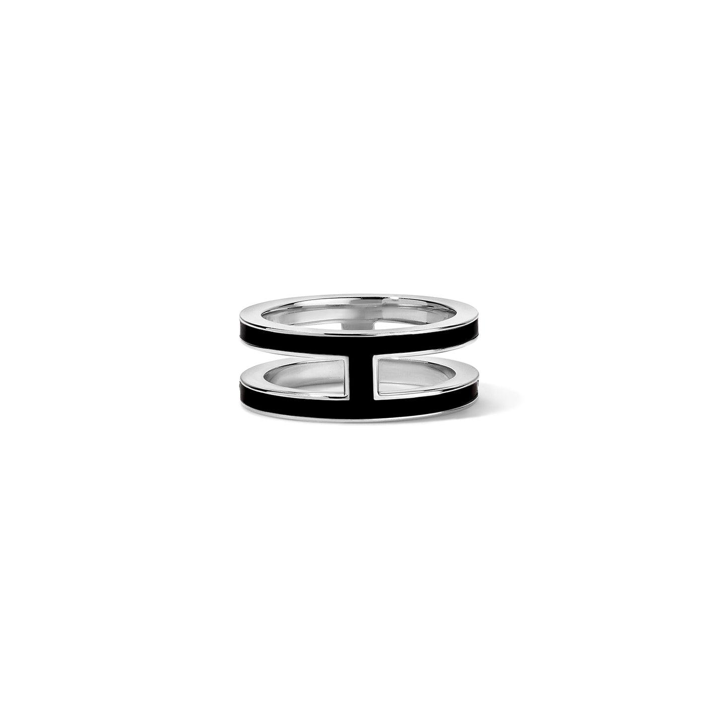 Subway Double Band Ring - White Gold