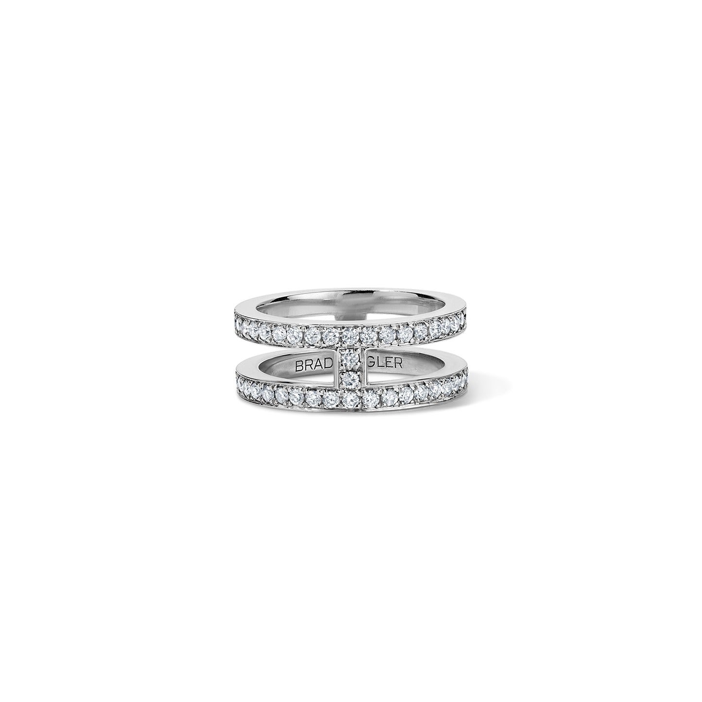 Subway Double Band Ring - White Gold