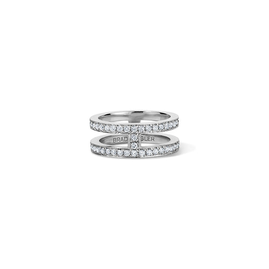 Subway Double Band Ring - White Gold