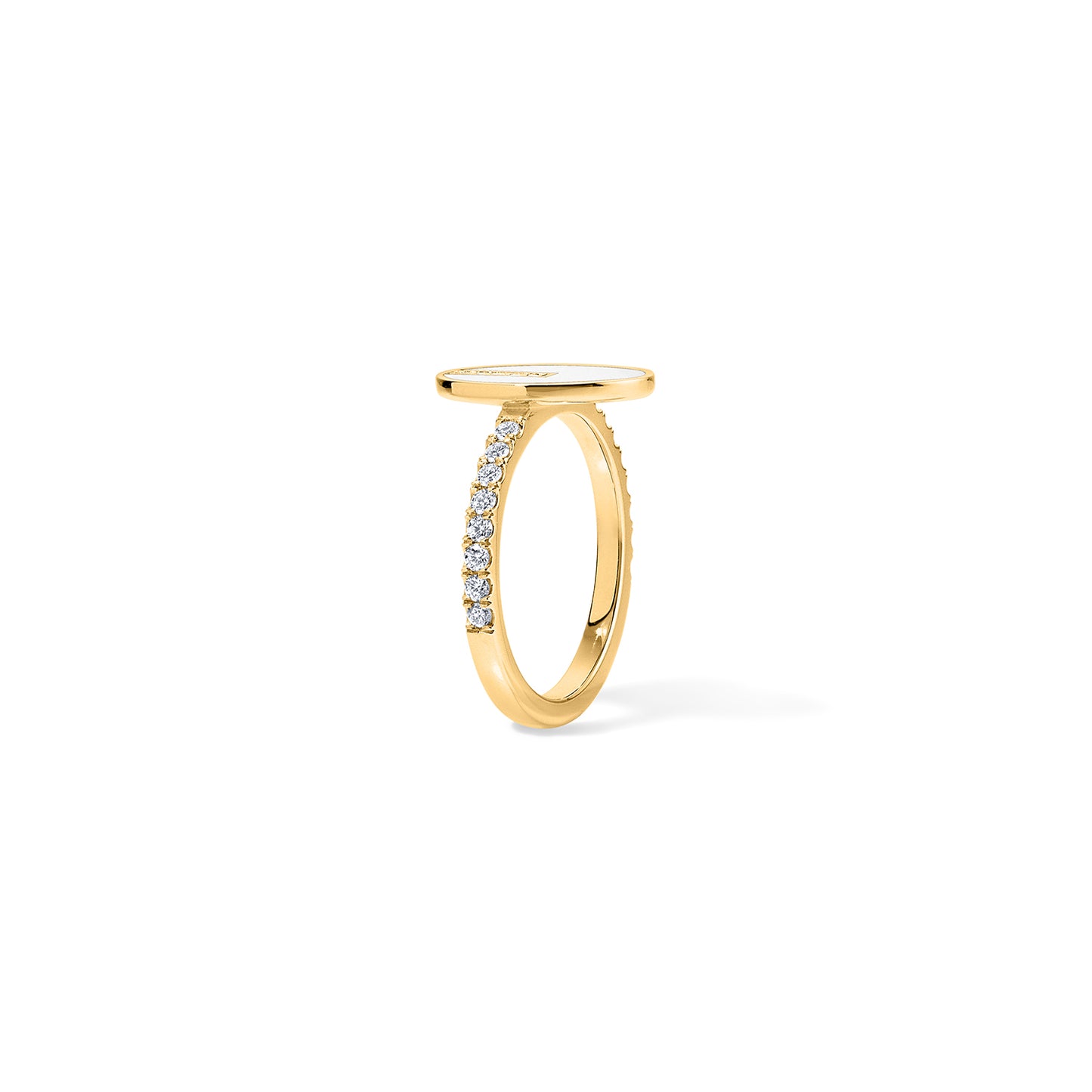 Line Diamond Bar Ring - Yellow Gold 