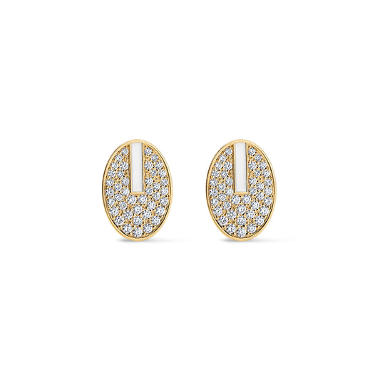Line Pavé Earrings - Yellow Gold