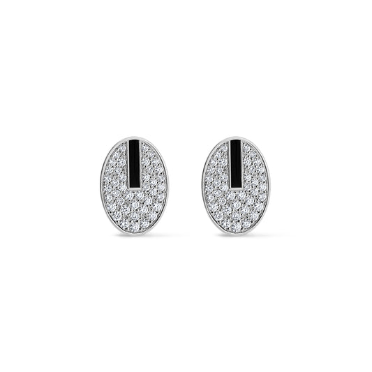 Line Pavé Earrings - White Gold